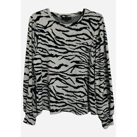 Sanctuary Top Womens Extra Small Gray Black Zebra Print Long Sleeve Brushed Knit - Picture 3 of 9